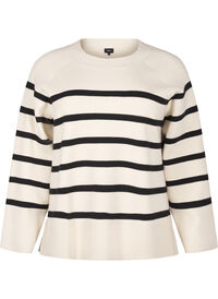 Striped knitted blouse with round neck