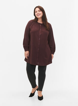 Zizzifashion Long-sleeved tunic with smock, Fudge, Model image number 2