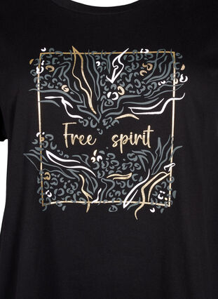Zizzifashion Organic cotton T-shirt with gold print, Black W. Free, Packshot image number 2