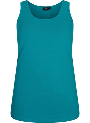 Zizzifashion Solid color basic top in cotton, Deep Lake, Packshot image number 0