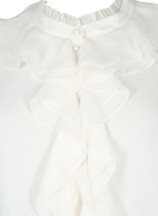 Zizzifashion Ruffle shirt blouse in viscose, Snow White, Packshot image number 2