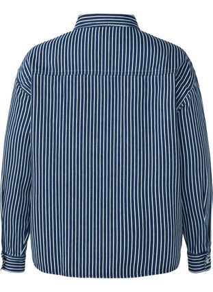 Zizzifashion Striped denim shirt with chest pockets, Blue Denim Stripe, Packshot image number 1