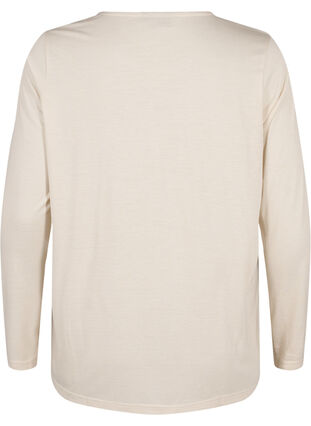 Zizzifashion Long-sleeved T-shirt with round neck, Oatmeal Mel., Packshot image number 1