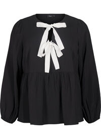 Viscose blouse with bows and long sleeves