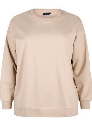 Zizzifashion Sweatshirt with a round neck, Simply Taupe, Packshot image number 0