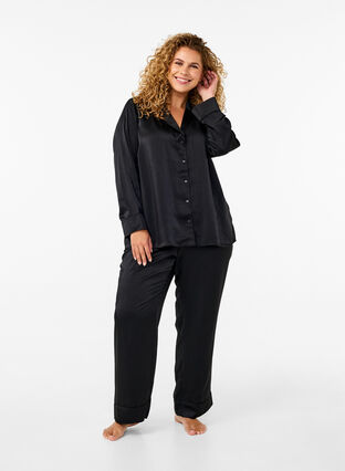 Zizzifashion Satin nightshirt, Black, Model image number 2