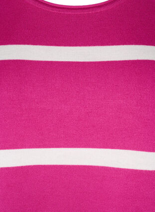 Zizzifashion Knitted viscose blouse with stripes, Fuchsia Red Comb, Packshot image number 2