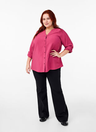 Zizzifashion Viscose shirt blouse with 3/4 sleeves, Malaga, Model image number 2