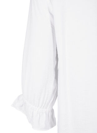 Zizzifashion Long viscose shirt with lace detail, Bright White, Packshot image number 3