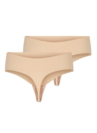 Zizzifashion 2-pack seamless g-string, Toasted Almond, Packshot image number 1