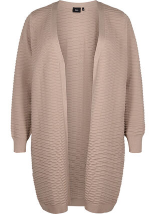 Zizzifashion Knitted cardigan in cotton-viscose mix, Simply Taupe, Packshot image number 0