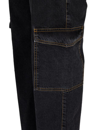 Zizzifashion Straight Fit Cargo Jeans, Black Stone, Packshot image number 3