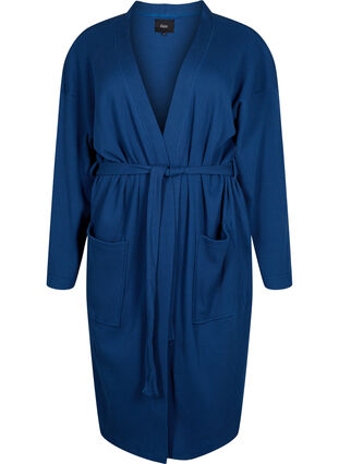 Zizzifashion Bathrobe with pockets and tie belt, Blue Opal, Packshot image number 0