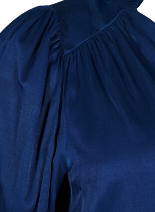 Zizzifashion Long-sleeved blouse with ruffles and v-neck, Estate Blue, Packshot image number 3