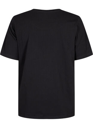 Zizzifashion Organic cotton T-shirt with embroidery details, Black, Packshot image number 1