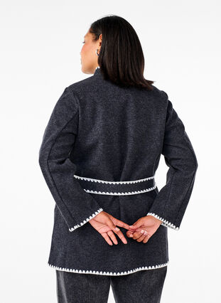 Zizzifashion Coat with contrast-coloured edges, Dark Grey Melange, Model image number 1