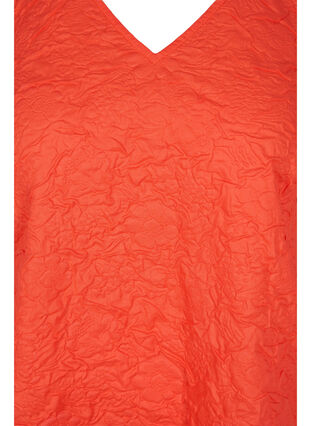 Zizzifashion Textured dress with short puff sleeves, Mandarin Red, Packshot image number 2