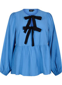 Viscose blouse with bows and long sleeves