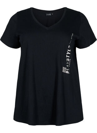 Zizzifashion Cotton training t-shirt with a print, Black w. Playstyle, Packshot image number 0