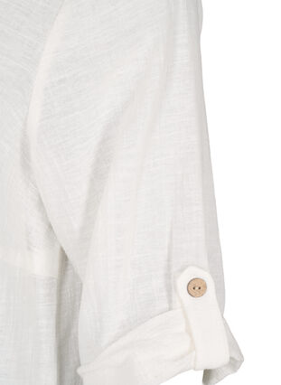 Zizzifashion 3/4 sleeve cotton blend tunic with linen, Off-White, Packshot image number 4