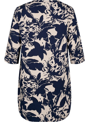 Zizzifashion Tunic with print and 3/4 sleeves, Navy Blazer AOP, Packshot image number 1