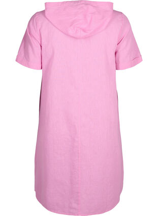 Zizzifashion Cotton blend hooded dress with linen, Rosebloom, Packshot image number 1