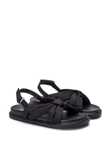 Zizzifashion Wide fit sandal with knot detail, Black, Packshot image number 1