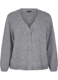 Knitted cardigan with a silver bow