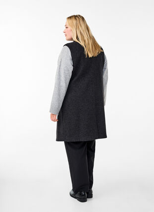 Zizzifashion Long vest in wool look, Dark Grey Melange, Model image number 1