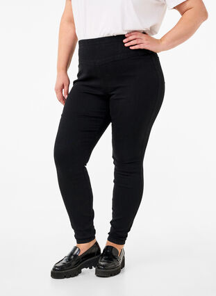 Zizzifashion Stretchy jeggings with high waist, Black, Model image number 2