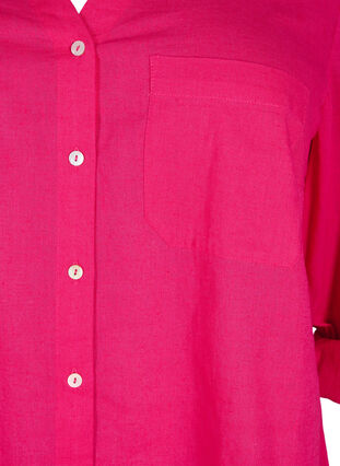 Zizzifashion Shirt blouse with button closure in cotton-linen blend, Bright Rose, Packshot image number 2