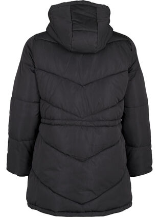 Zizzifashion Mid-length puffer jacket with hood, Black, Packshot image number 1