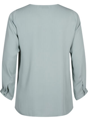 Zizzifashion Solid colour shirt with v-neck, Chinois Green, Packshot image number 1