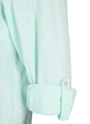 Zizzifashion Shirt blouse with button closure in cotton-linen blend, Brook Green, Packshot image number 4