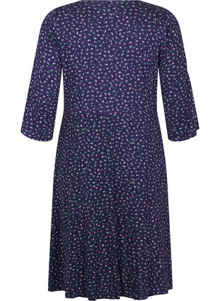 Zizzifashion Floral wrap dress with 3/4 sleeves, Evening Blue Ditsy, Packshot image number 1