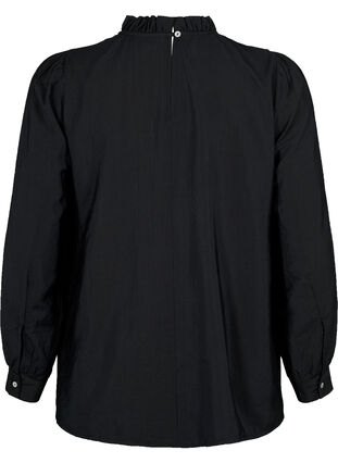 Zizzifashion Viscose blouse with frills, Black, Packshot image number 1