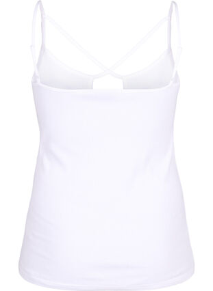 Zizzifashion Organic cotton rib top with cross detail, Bright White, Packshot image number 1