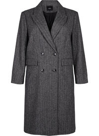 Long wool coat with herringbone pattern