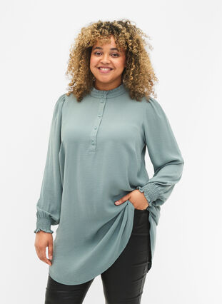 Zizzifashion Tunic with smock, Chinois Green, Model image number 0