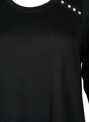 Zizzifashion Long-sleeved jersey dress with button detail, Black, Packshot image number 2