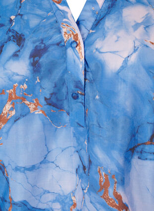 Zizzifashion Viscose blouse with marble print and short sleeves, Palace Blue AOP, Packshot image number 2