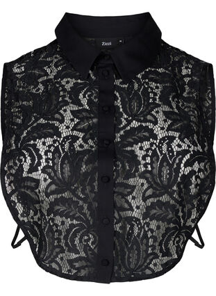 Zizzifashion Loose lace shirt collar, Black, Packshot image number 0