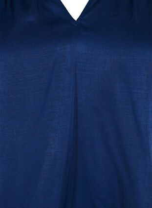 Zizzifashion Long-sleeved blouse with ruffles and v-neck, Estate Blue, Packshot image number 2