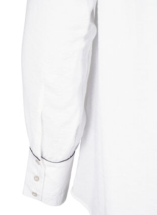 Zizzifashion Long-sleeved viscose shirt blouse with ruffle, Bright White, Packshot image number 3