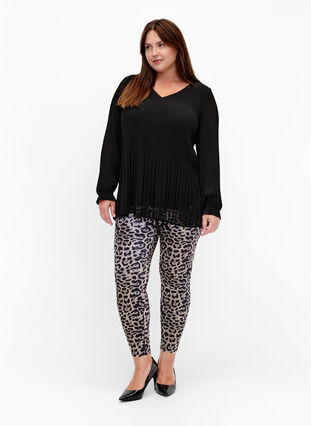 Zizzifashion Velour leggings with leopard print, Leopard, Model image number 2