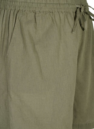 Zizzifashion Loose shorts in cotton blend with linen, Deep Lichen Green, Packshot image number 2