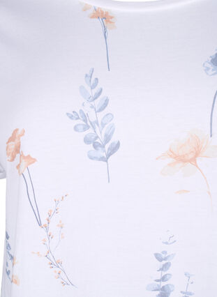 Zizzifashion Organic cotton T-shirt with floral print, White W. Blue flower, Packshot image number 2