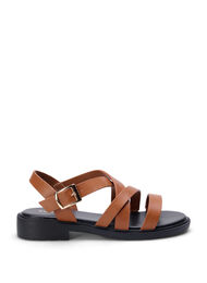 Leather summer sandal with a wide fit, Friar Brown, Packshot