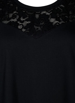 Zizzifashion Sweat dress with lace, Black, Packshot image number 2