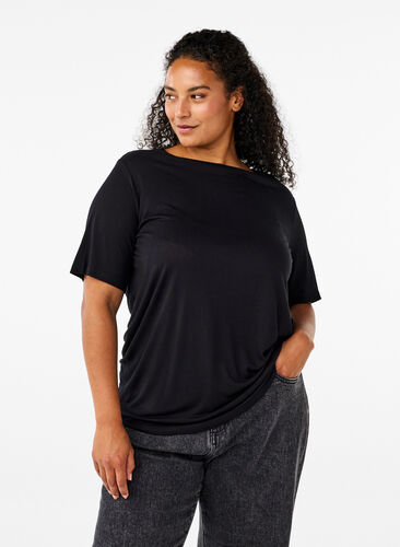 Zizzifashion T-shirt in wool and viscose, Black, Model image number 0